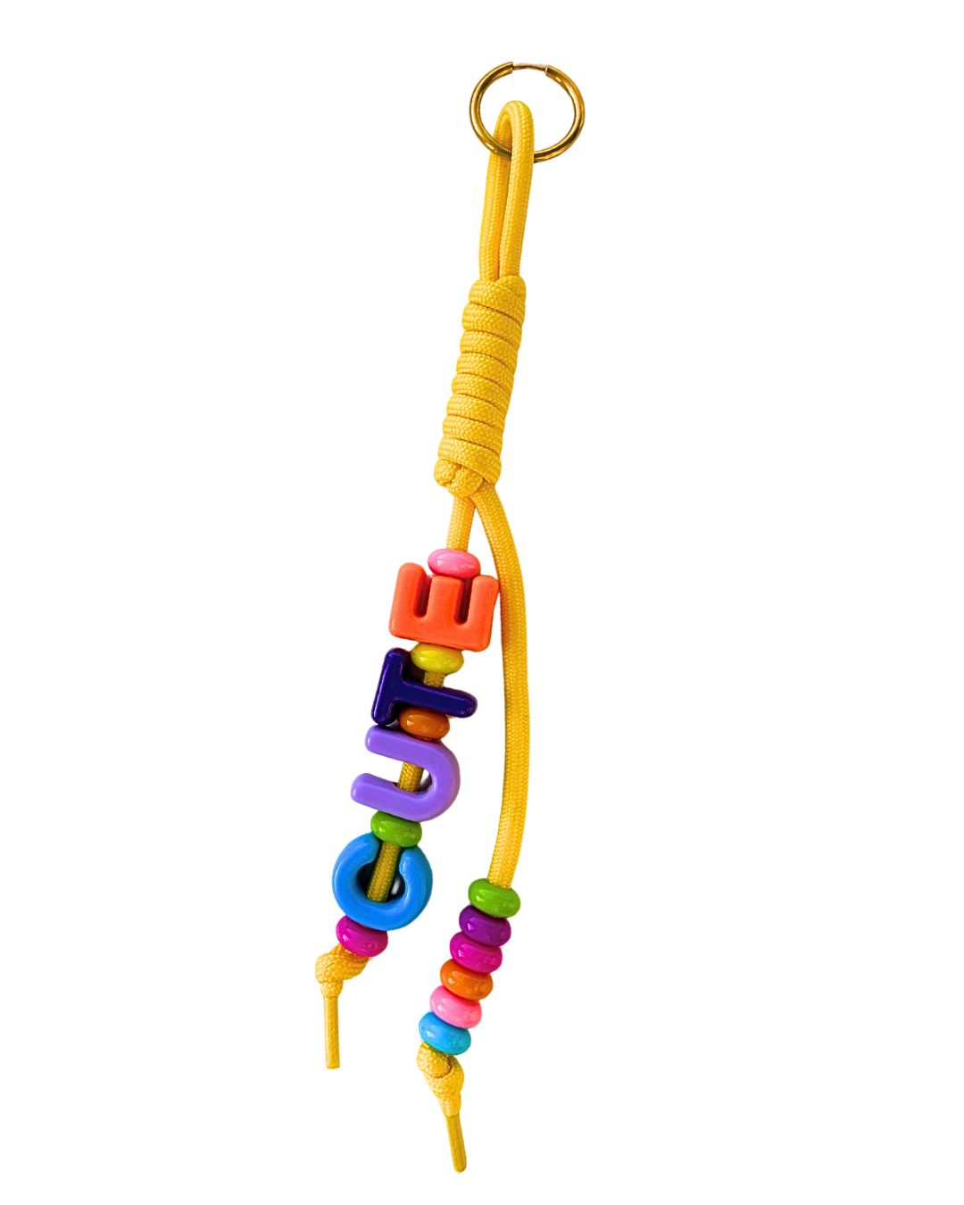 Funky bag charm 'CUTE' geel
