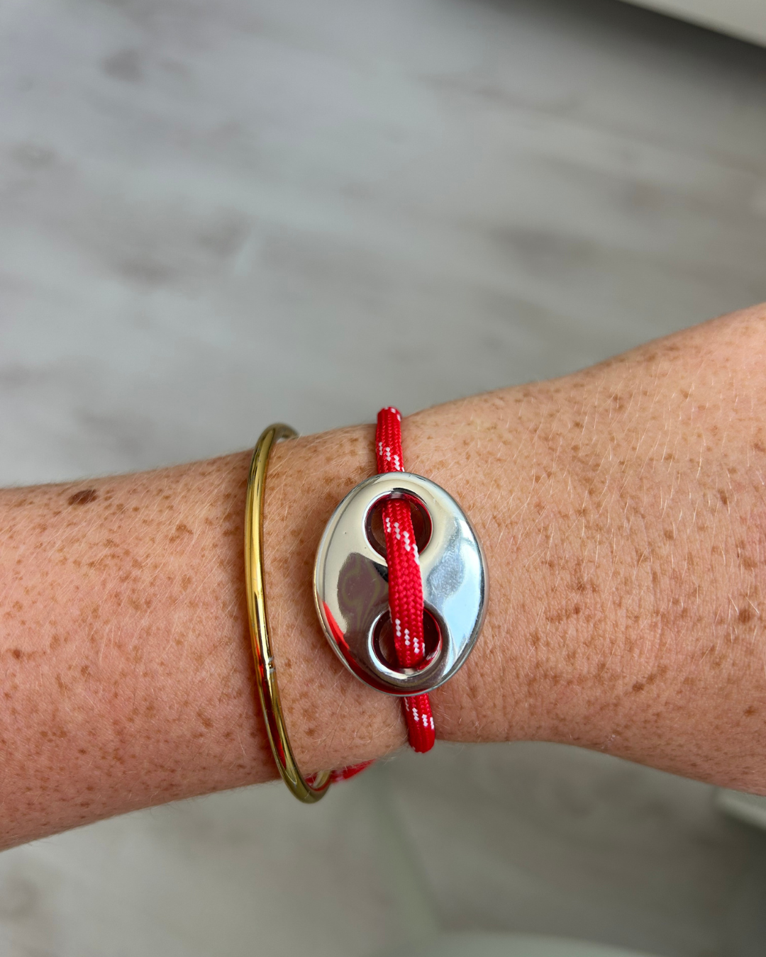 Zilveren stone armband 'rood'