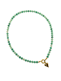 Turquoise groene kralen ketting met goud hartje