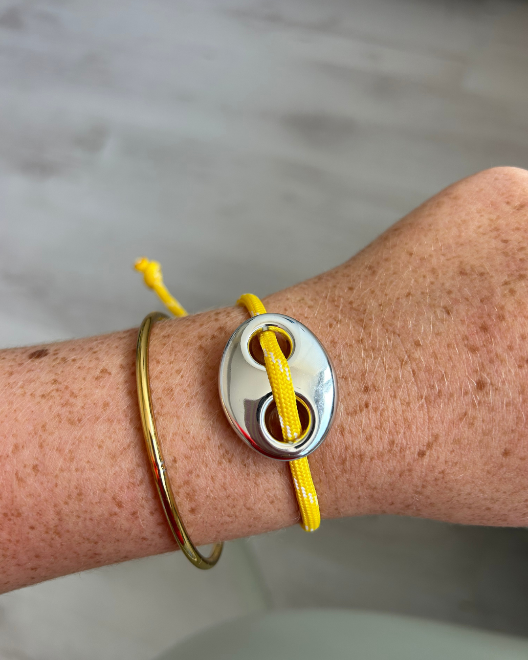Zilveren stone armband 'geel'