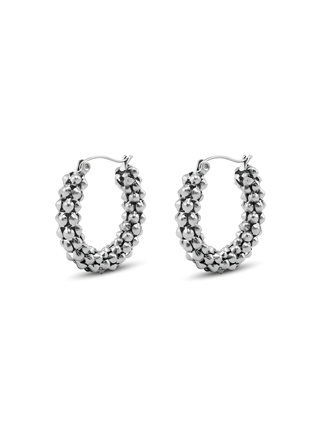 Textured rings oorbellen zilver