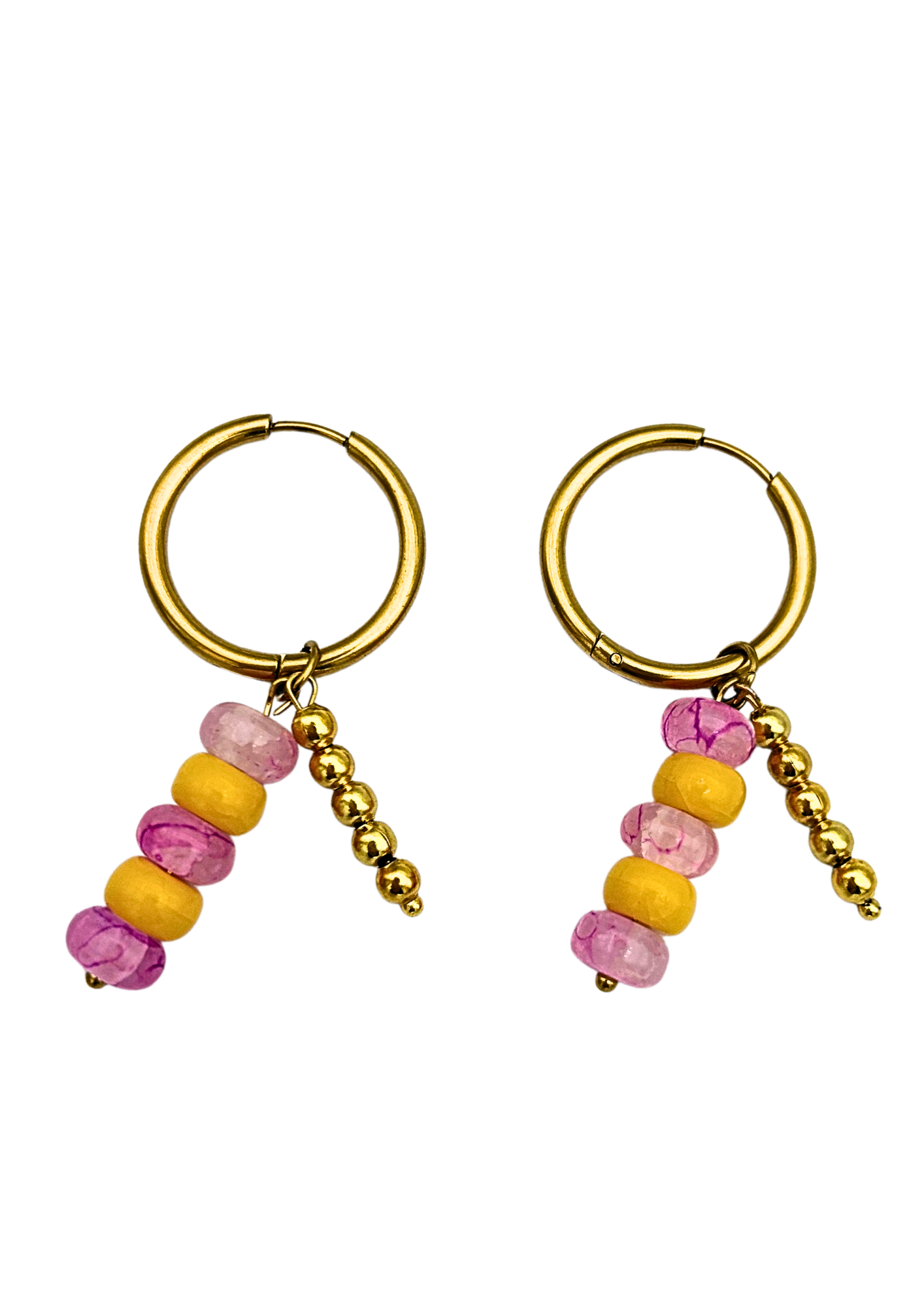 Gouden hoops yellow pink