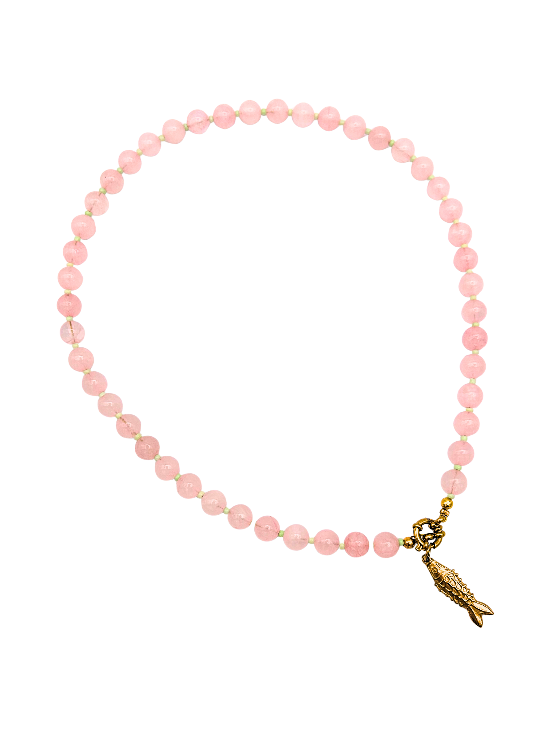 Licht roze kralen ketting met goud visje