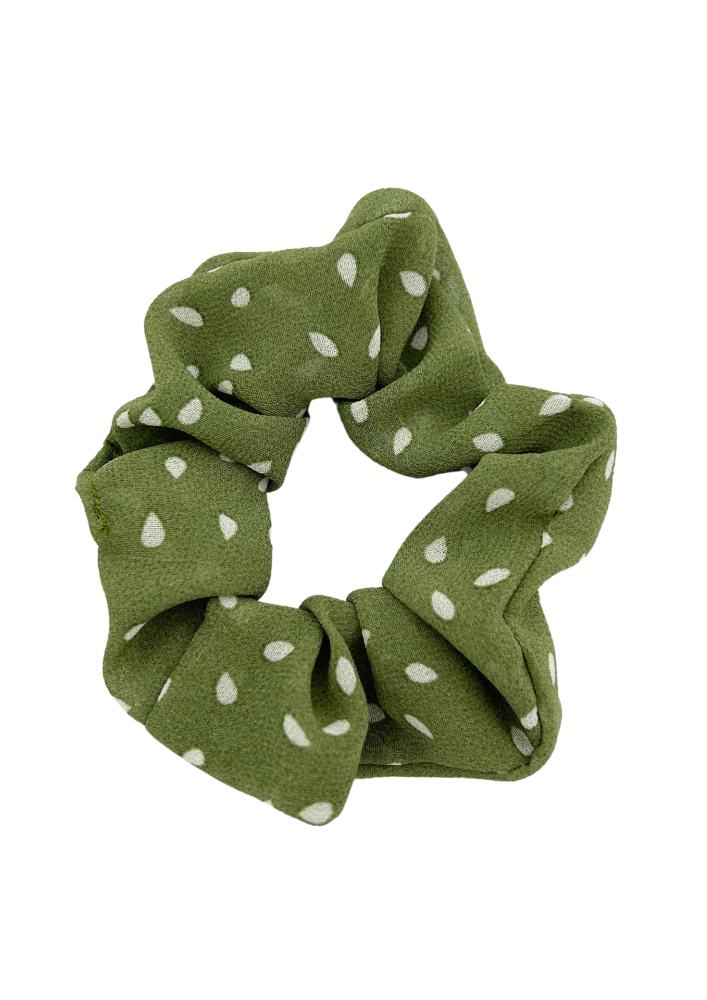 Green polka dot scrunchie