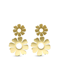 Flower power oorbellen goud