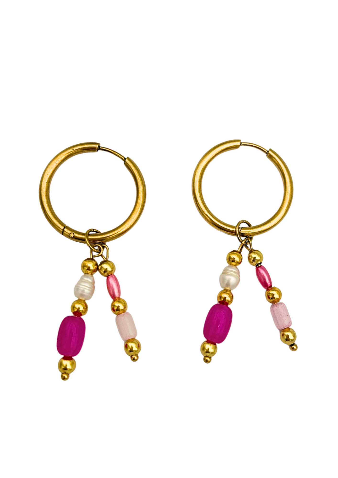 Gouden oorbellen pink madness