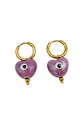 Gouden oorbellen purple hearts