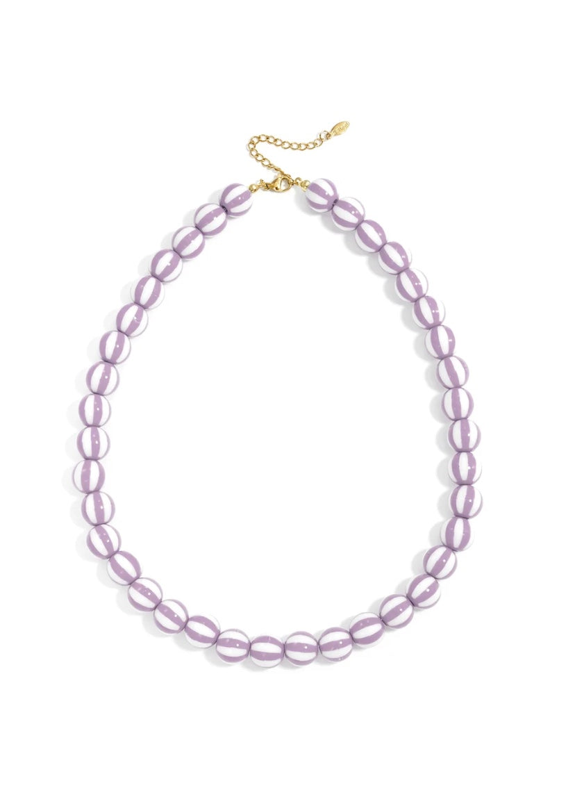 Gestreepte kralen ketting Lila
