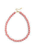 Gestreepte kralen ketting Rood