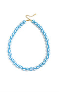 Gestreepte kralen ketting Licht blauw