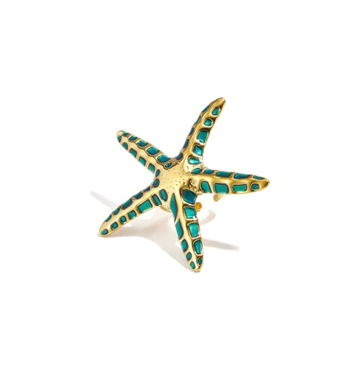 Blue starfish ring