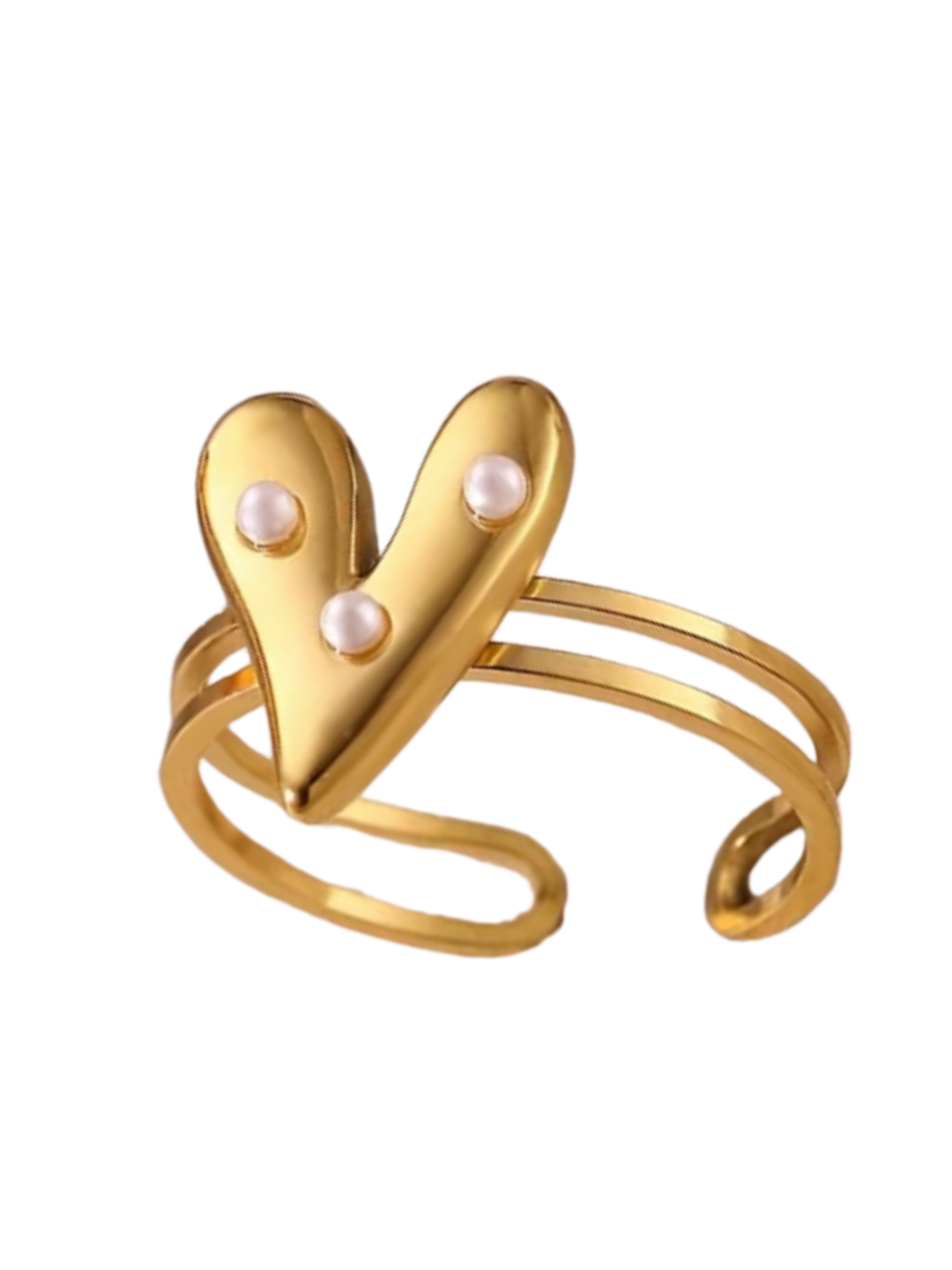 Hartjes ring met parels goud