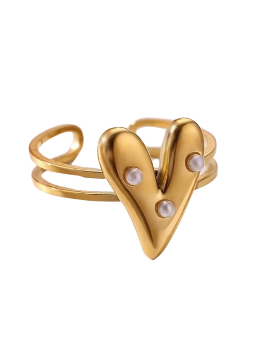 Hartjes ring met parels goud