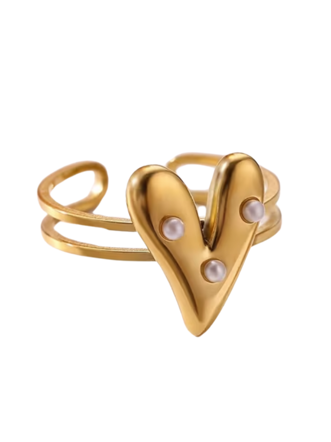 Hartjes ring met parels goud