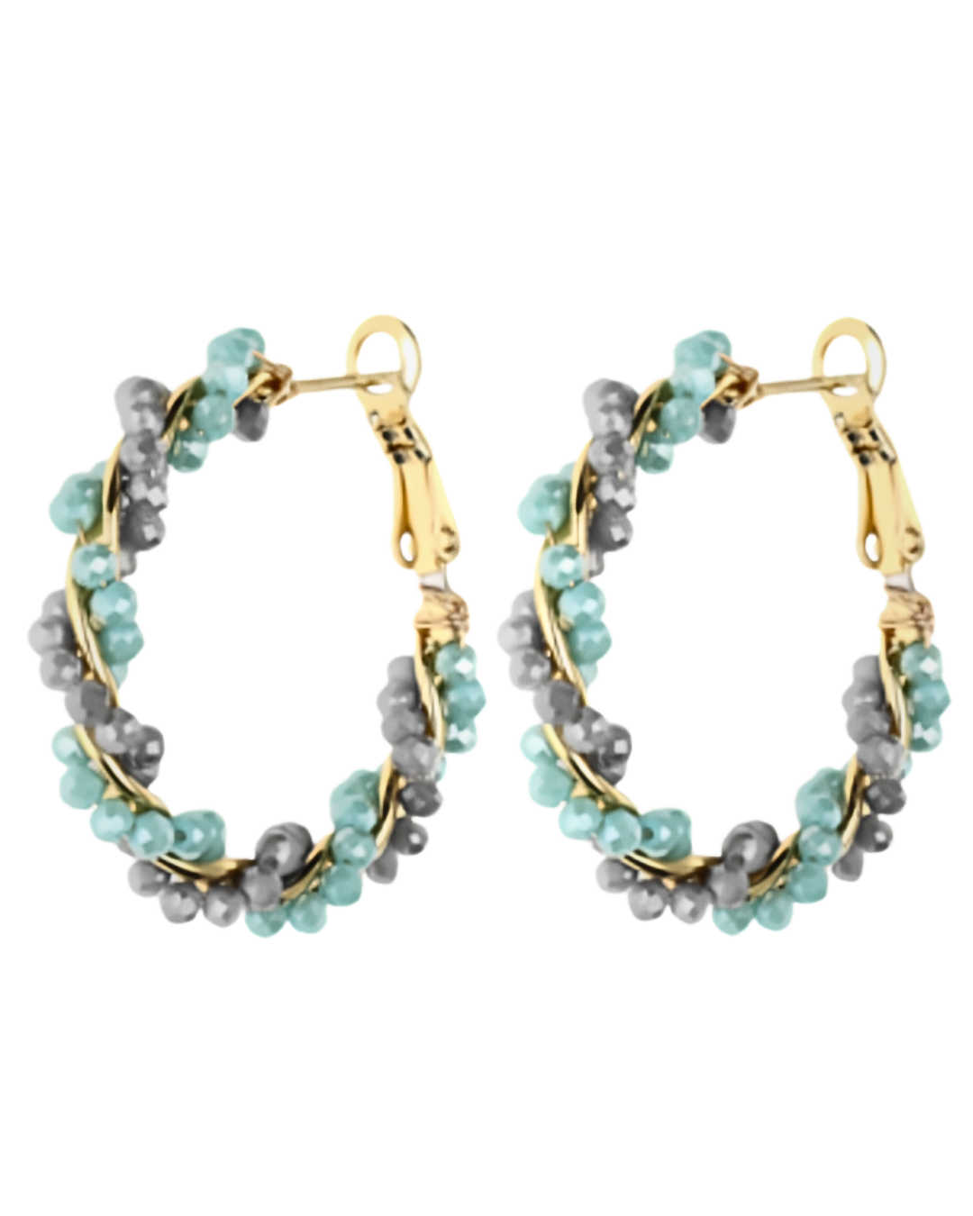 Ocean beaded oorbellen goud